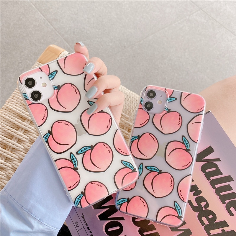 Cute Peach Phone Case For Xiaomi Redmi Note 10 9 8 Pro Note 7 8t 9s 9 lite 9t A3 Back Cover Summer Transparent Soft Capa