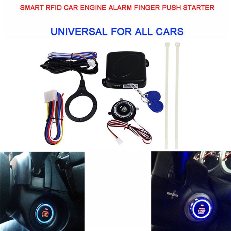 Smart RFID Car Alarm System Push Engine Start Stop Button Transponder Immobilizer Keyless Go Fits for 12V Cars Cars mate