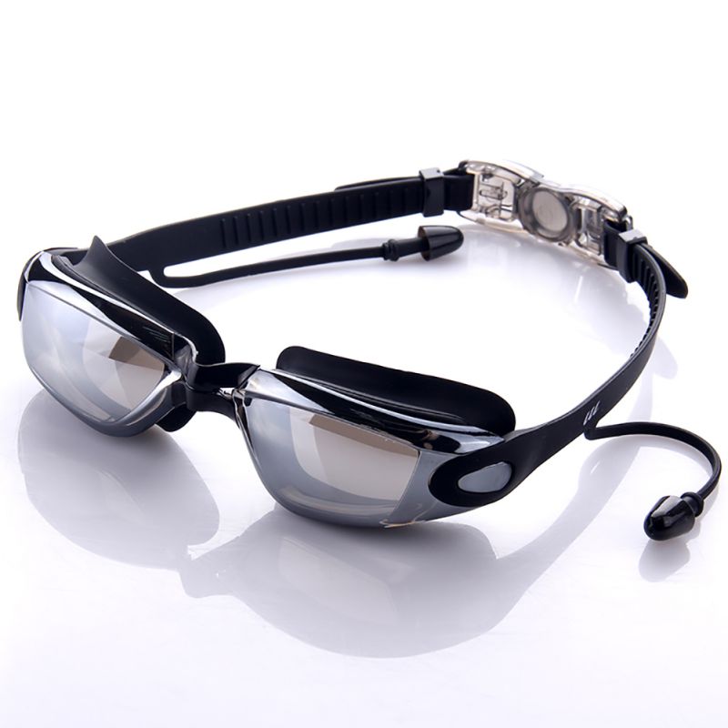 Professionele Waterdichte Siliconen Zwembril Anti-Fog Uv Glazen Water Sportbrillen Met Oordopje GMT601