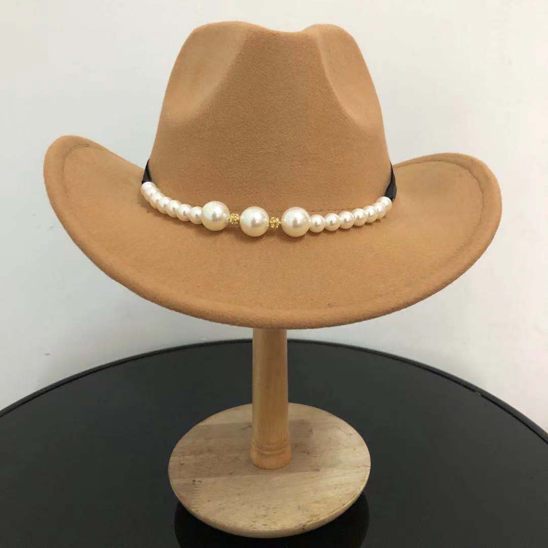 Cowboy Fedora Hoed Mannen Wolvilt Dames Heren Rolled Edge Cowgirl Jazz Hoed Met Lederen Fedora Hoed Ridder hoed Grote Panama: 2