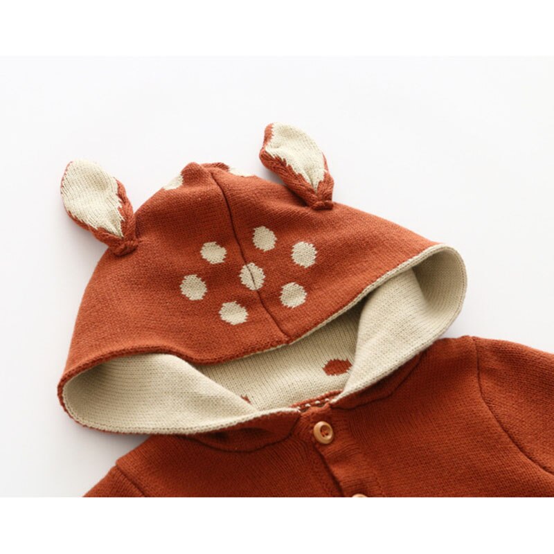 Infant Newborn Baby Toddler Boys Girls Long Sleeve Deer Hooded Jumpsuit Baby Boys Girls Rompers Clothes