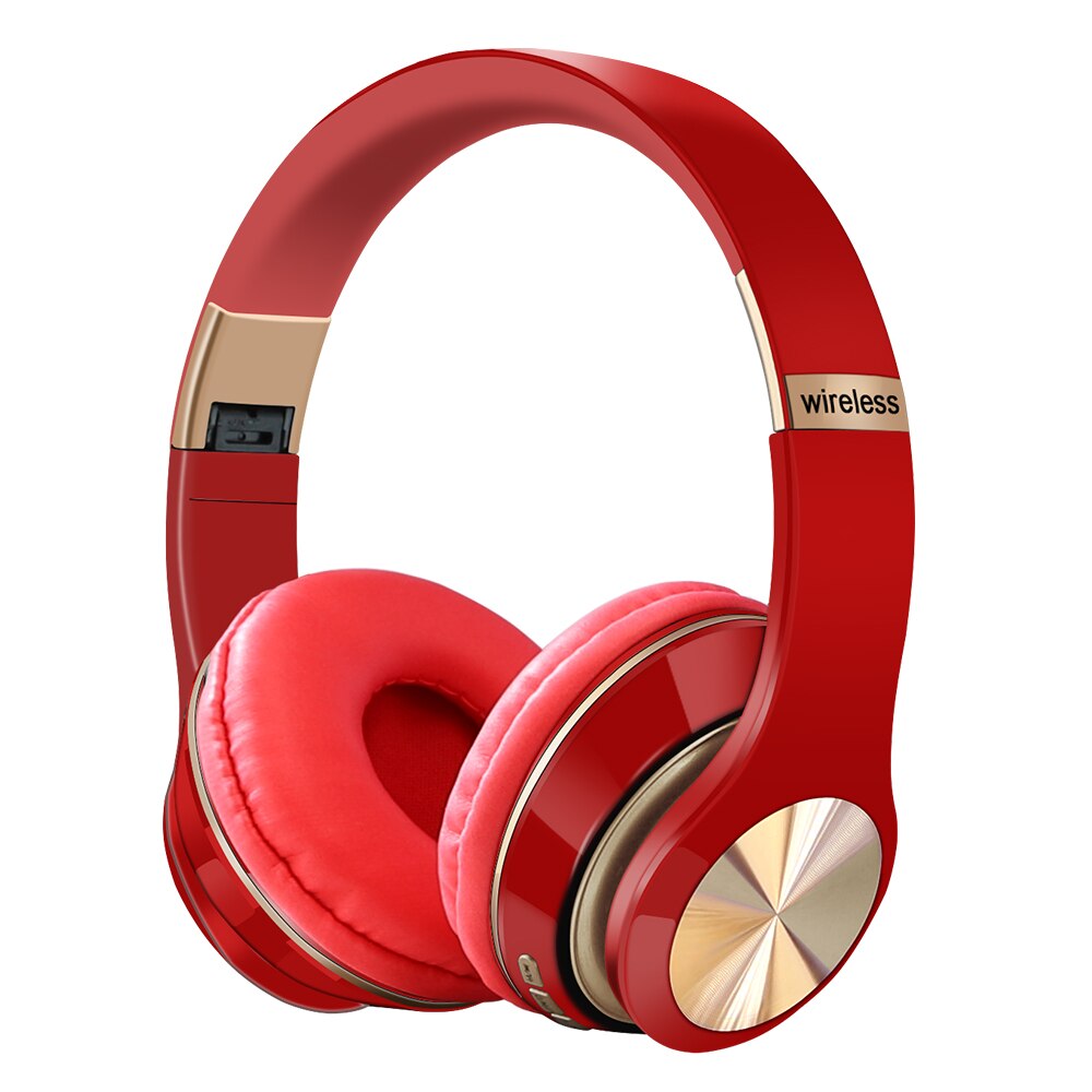 Bluetooth Hoofdtelefoon 5.0 3D Stereo Draadloze Hoofdtelefoon Met Mic Opvouwbare Headset Draadloze Koptelefoon Ondersteuning Tf Card: Red No Box