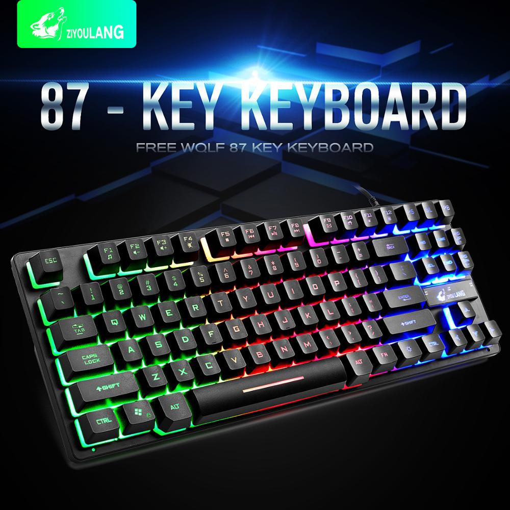 Free wolf-Juego de competición electrónica K16 de 87 teclas teclado con sensación mecánica, cable USB, retroiluminación, soporte impermeable, crater architec