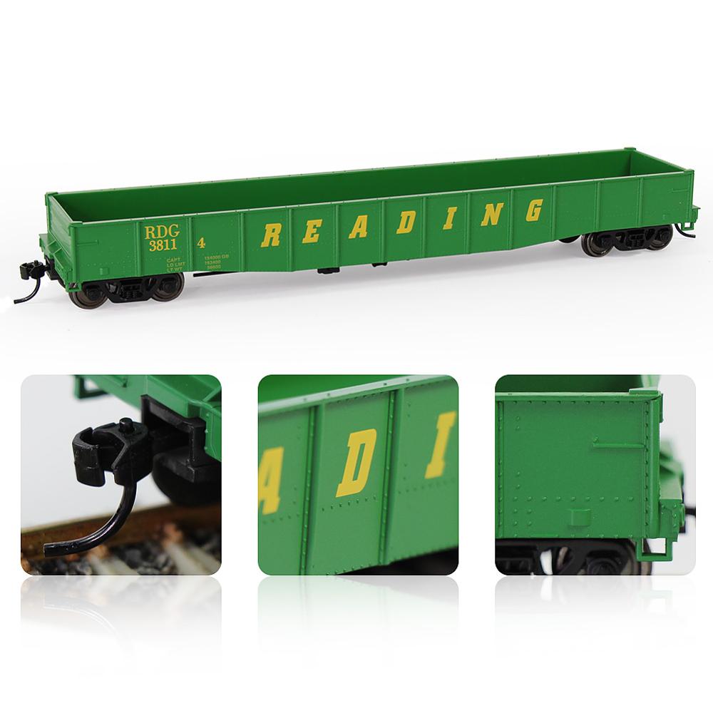 2pcs HO Scale 1:87 53ft Printed Open Gondola Car Railway Wagons Transporter Model Train Container Carriage Freight Car C8743P: READING