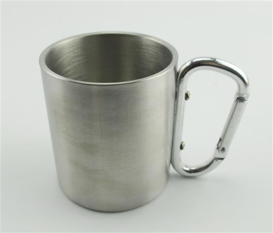 Staal cup karabijnhaak handvat 220 ml/camping cup/mok/Aluminium Aluminium karabijnhaak handvat