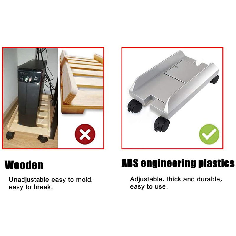 CPU Stand, Adjustable Removable Computer Mainframe Storage Rack with 4 Caster Wheels for PC Desktop Computer