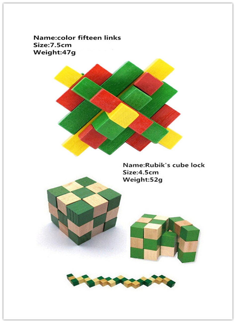 IQ Brain Teaser Cube And Other Styles Lock 3D Wooden Interlocking Burr Puzzles Game Toy Wood For Adults Kids: Zh733