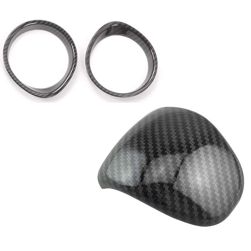 3 Pcs Car Accessories: 2 Pcs Air Conditioning AC Outlet Vent Frame Cover &amp; 1 Pcs Gear Lever Shift Knob Lid Cover Trim