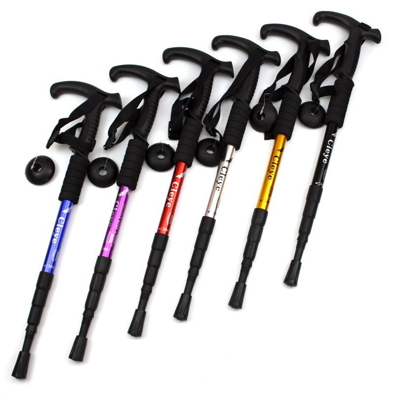Anti Shock Walking Stick Telescopic Trekking Hiking Mountain Climbing Pole Ultralight Folding Walking Canes Adjustable X441B