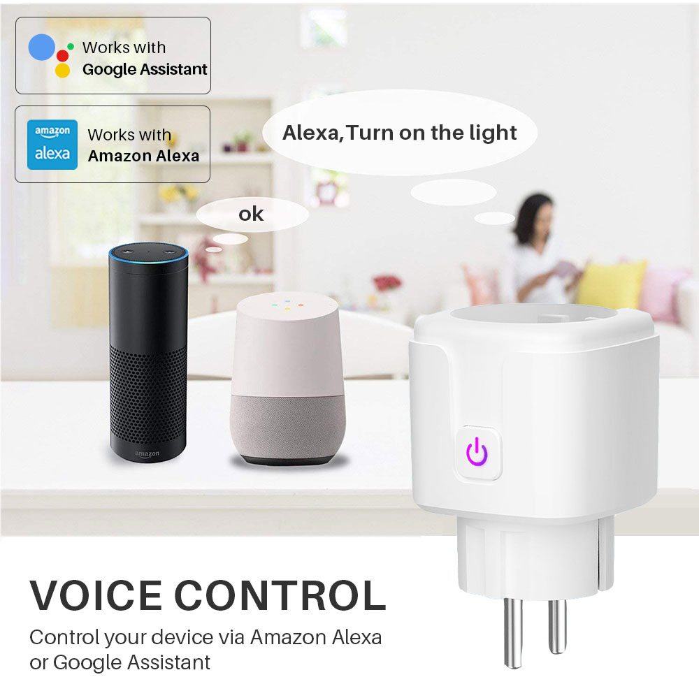 Tuya 16A Smart Plug Wifi Socket Eu Power Monitor Timing Functie Smart Leven App Afstandsbediening Werkt Met Alexa Google assistent