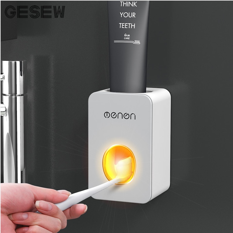 GESEW Toothbrush Holder Automatic Toothpaste Dispenser Wall Mounted Dispenser Toothbrush Case Bathroom Accessories Sets