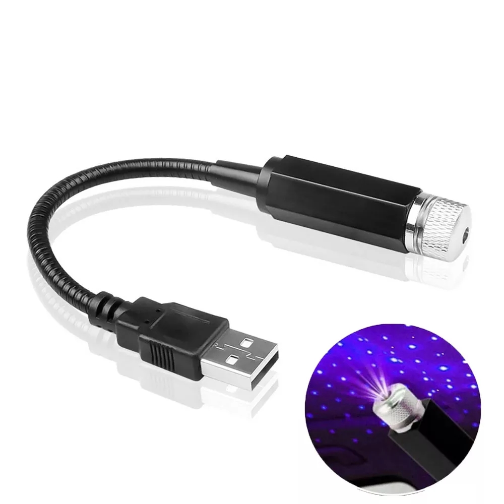 2X Romantische LED Sterrenhemel Nachtlampje 5V USB Aangedreven Galaxy Star Projectorlamp voor Autodak Kamer Plafond Decor Plug en Play: 4300k wit geel