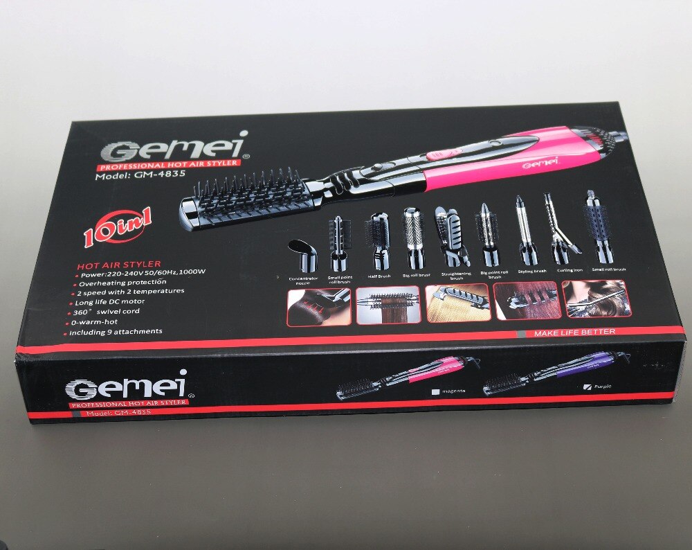 10in1 Pro styler à air sèche-cheveux coup redressant sèche-cheveux brosse fer à friser avec buses peigne rouleau style 220-240V