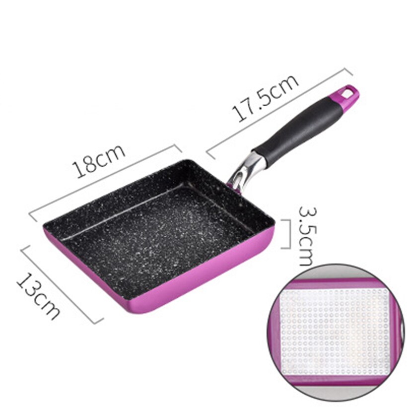 Japansk bradepande stegning omelet stegt æg firkantet pande aluminium non-stick stegepande tilgængeligt køkkengrej køkken nødvendigheder: Lilla