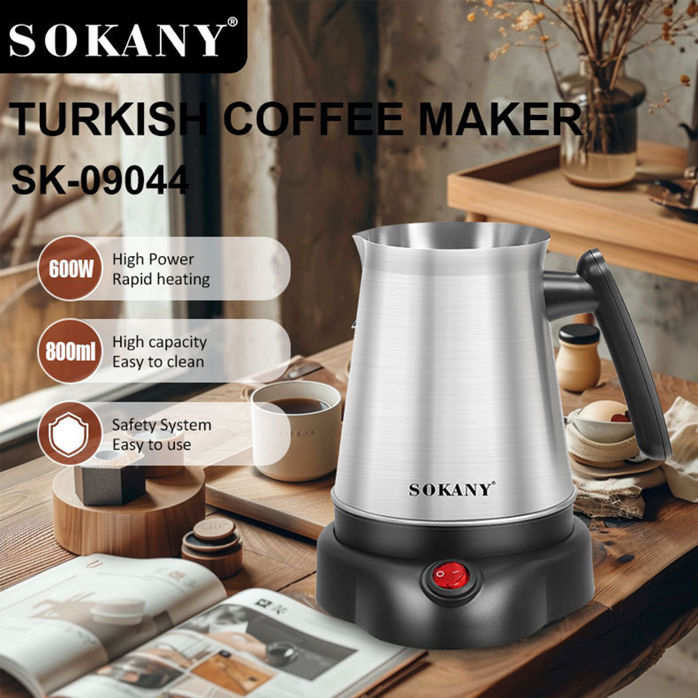 Turkse Griekse Koffie Moka Theepot Maker Machine 800ML Draagbare Waterkoker 6 Kopjes Roestvrij Staal Kokend Water 220V EU • Mustacia