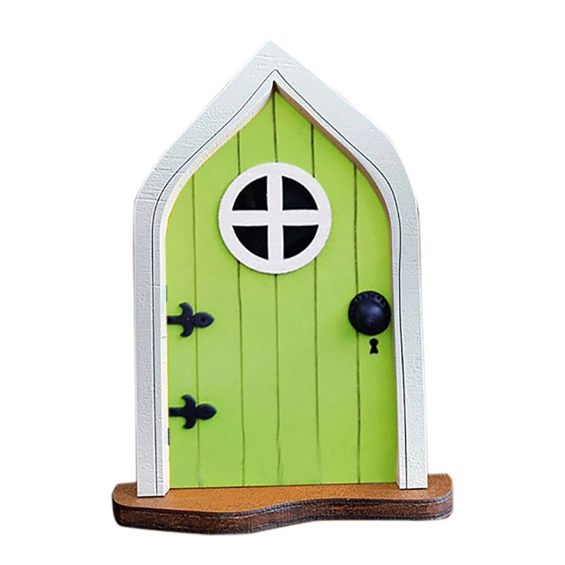Miniatur-feen- und gartenzwergfiguren für fenster und türen, elfenhäNutzer, gartendekoration, skulpturen, statuen, außendekoration: Grün