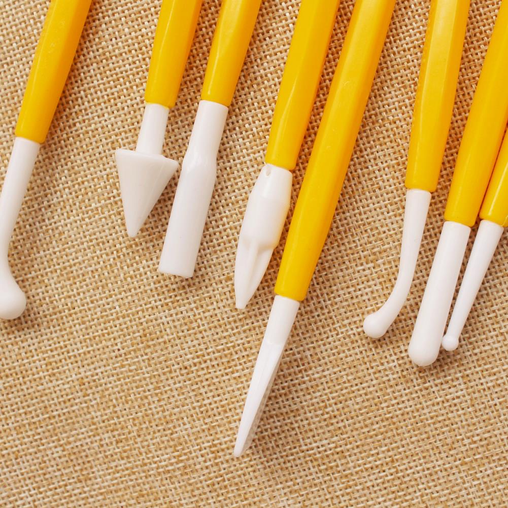 Plastic Fondant Cakes Sculpting Tools Detachable Sculpture Making Cutting Tool Kit Baking Decoration Tools 8 PCS yellow HG0066