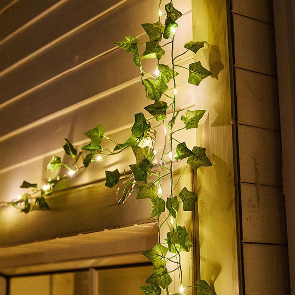 Solar Green Rattan String Lights Automatically Start Garden Night Home Fence Decoration Lighting Q3V7