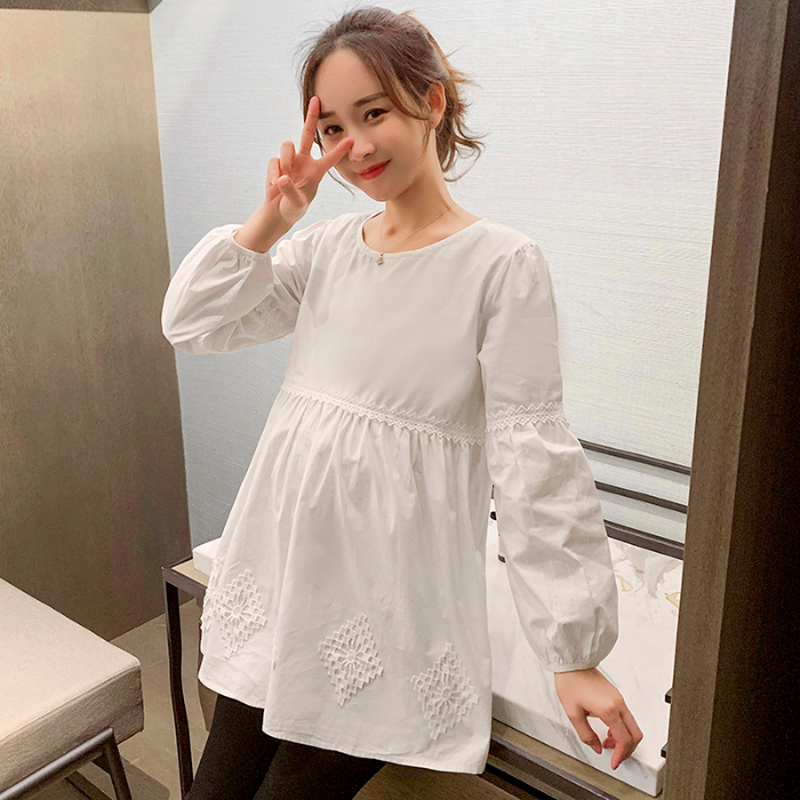 Blusa de algodón blanca para embarazadas, camisa – Grandado