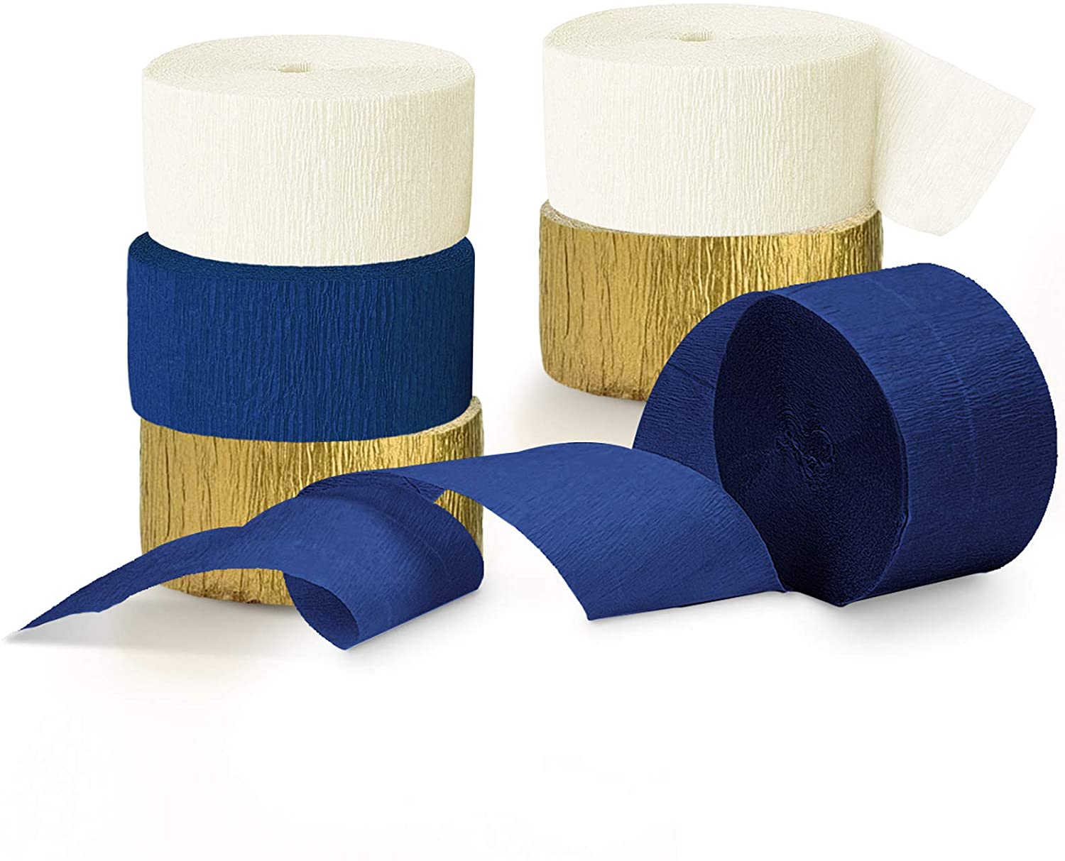 Navy Blue Gold Beige Crepe Paper Streamers Roll Hanging For Wedding Kids Birthday Party Graduation Party Decoration Baby Shower