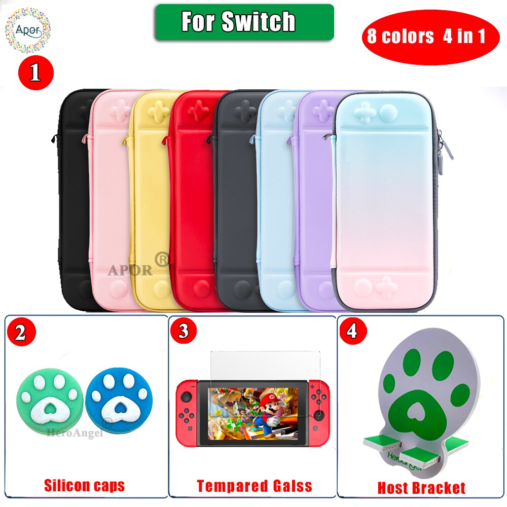 4 in 1 Gioco sacchetto di Immagazzinaggio del Sacchetto Duro di Accessori Da Viaggio Trasporta il Sacchetto di Caso per Nintendo Switch per NS Nintend Interruttore Dello Schermo caso della protezione