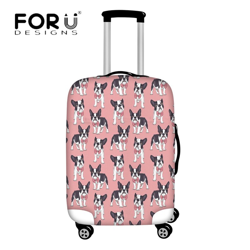 Luggage Cover - Floral Boston Terrier Yorkie Print - Elastic, Waterproof, Dust-proof - for 18-30 Inch Suitcases: HK026 / M