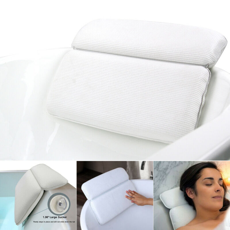 Wit Bad Kussen Thuis Spa Massage Kussen Neck & Back Rest Met Zuignap Pvc Schuim Spons bad Kussen