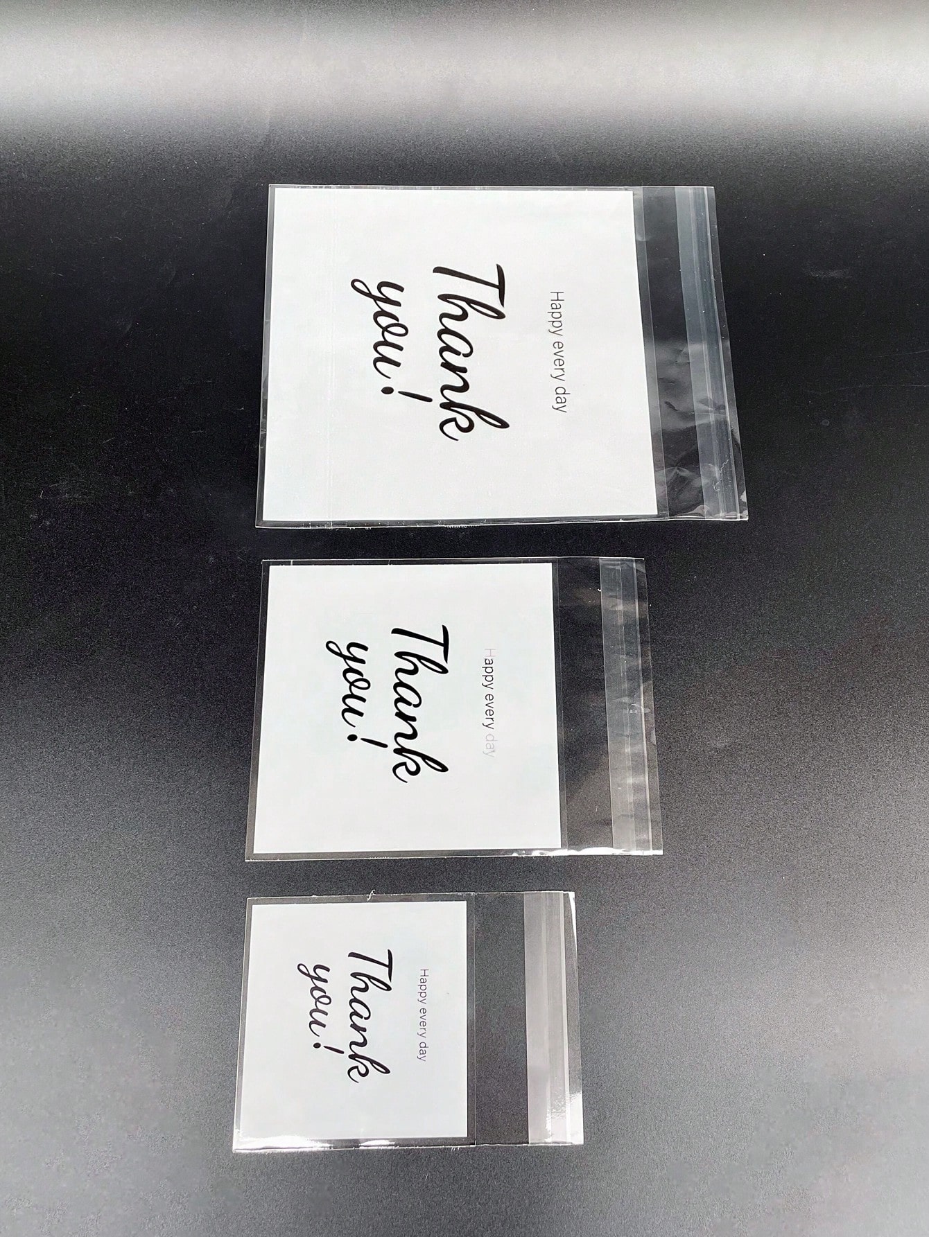 100 stuks, 3 maten, bedankt bedrukte opp zelfsluitende zakjes, kleine zakjes voor feestdecoratie