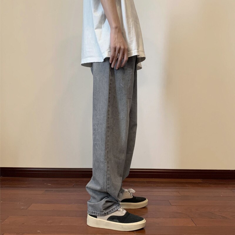 Pantalones vaqueros holgados para hombre, Jeans rectos rasgados informales a la , ropa de calle, pantalones vaqueros holgados de Hip Hop, M-2XL