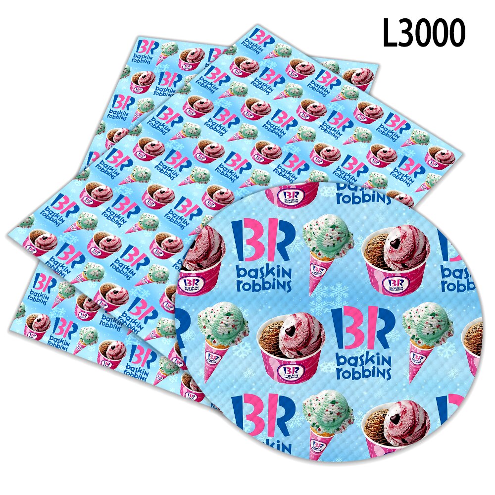 DIY 30 cm x 22 cm Baskin Robbins Ice-cream Pattern Solid Color Suede Synthetic Leather DIY Sewing Material: L3000