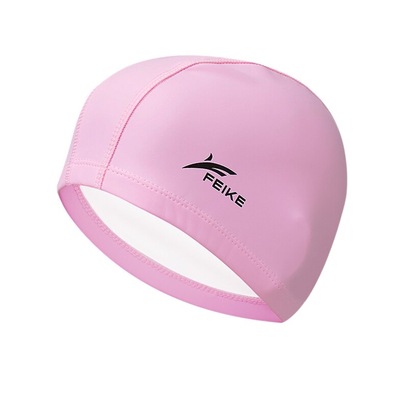 Gorro de natación elástico para hombre y mujer, gorro deportivo de pelo largo con orejas protectoras, gorro de piscina tela de poliuretano impermeable: P