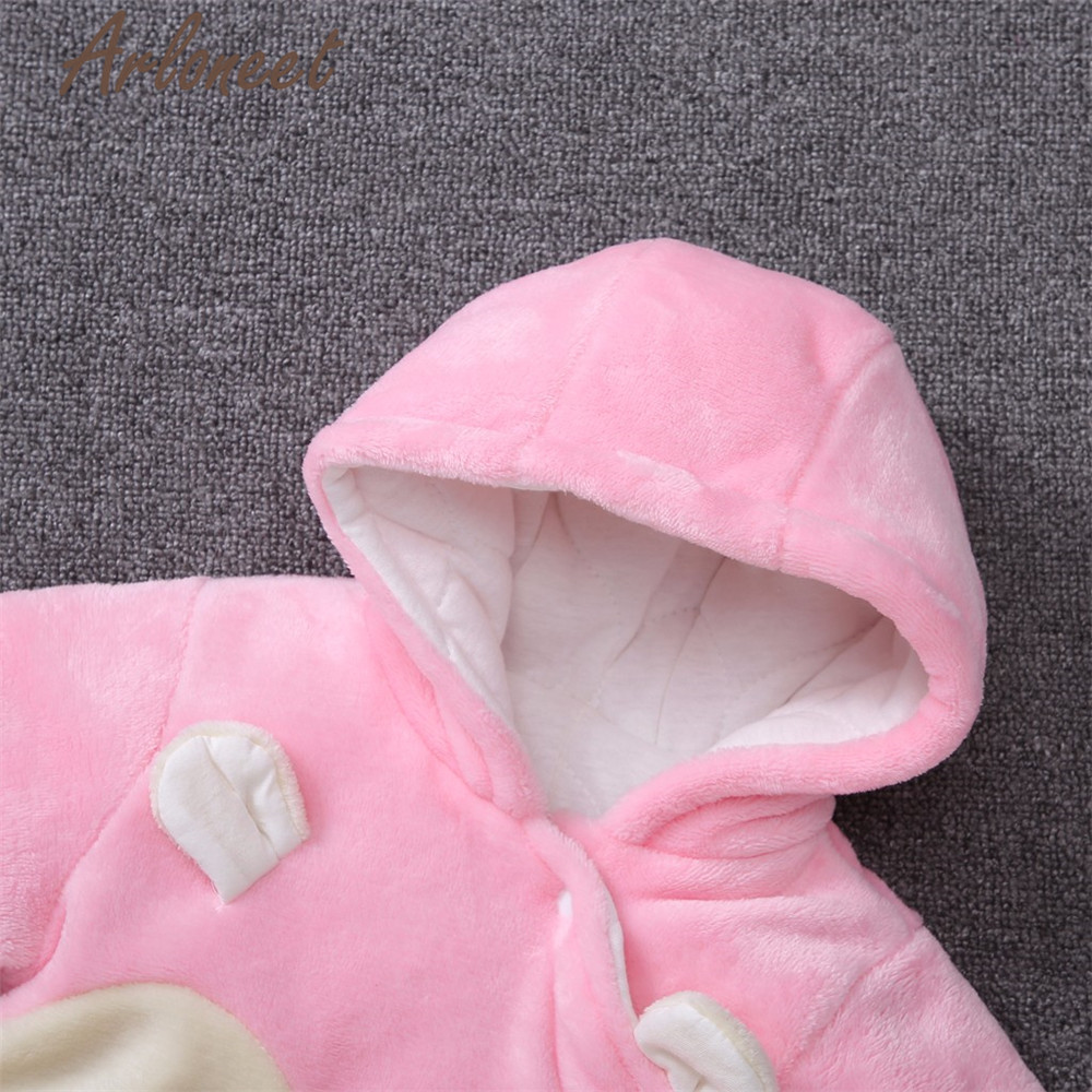 Arloneet dos desenhos animados casacos do bebê meninas inverno grosso casaco bonito raposa macacão com capuz outerwear algodão casaco de bebê menino outerwear