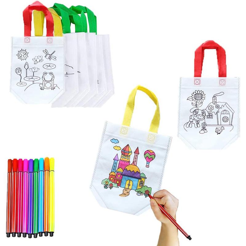 Diy Milieubescherming Graffiti Tas Handgemaakte Voor Kinderen Kleuterschool Puzzels Kinderen Zakken Schilderij Tote U1V5