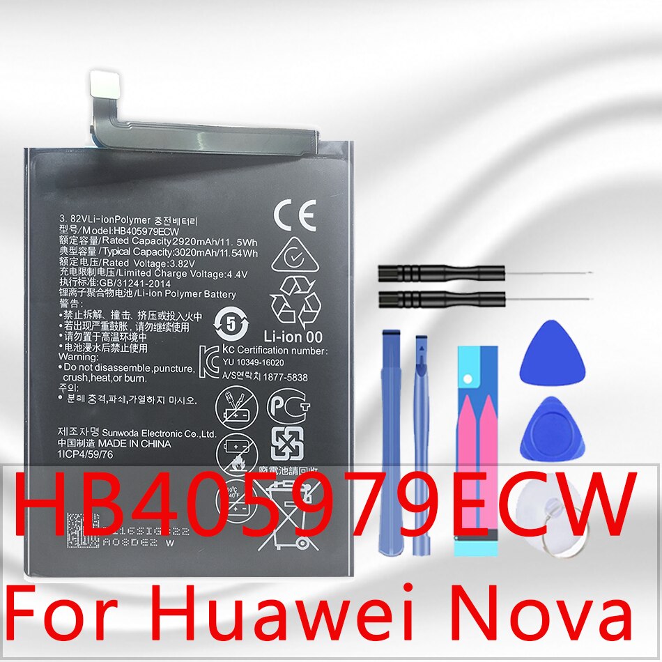 Batería HB405979ECW para Huawei Honor 9 7S 7A Pro 6A 6C 8A Y5 8C 5X 4X 6 7i V8 Enjoy 7 Plus AUM-L29 DUA-L22: For Nova