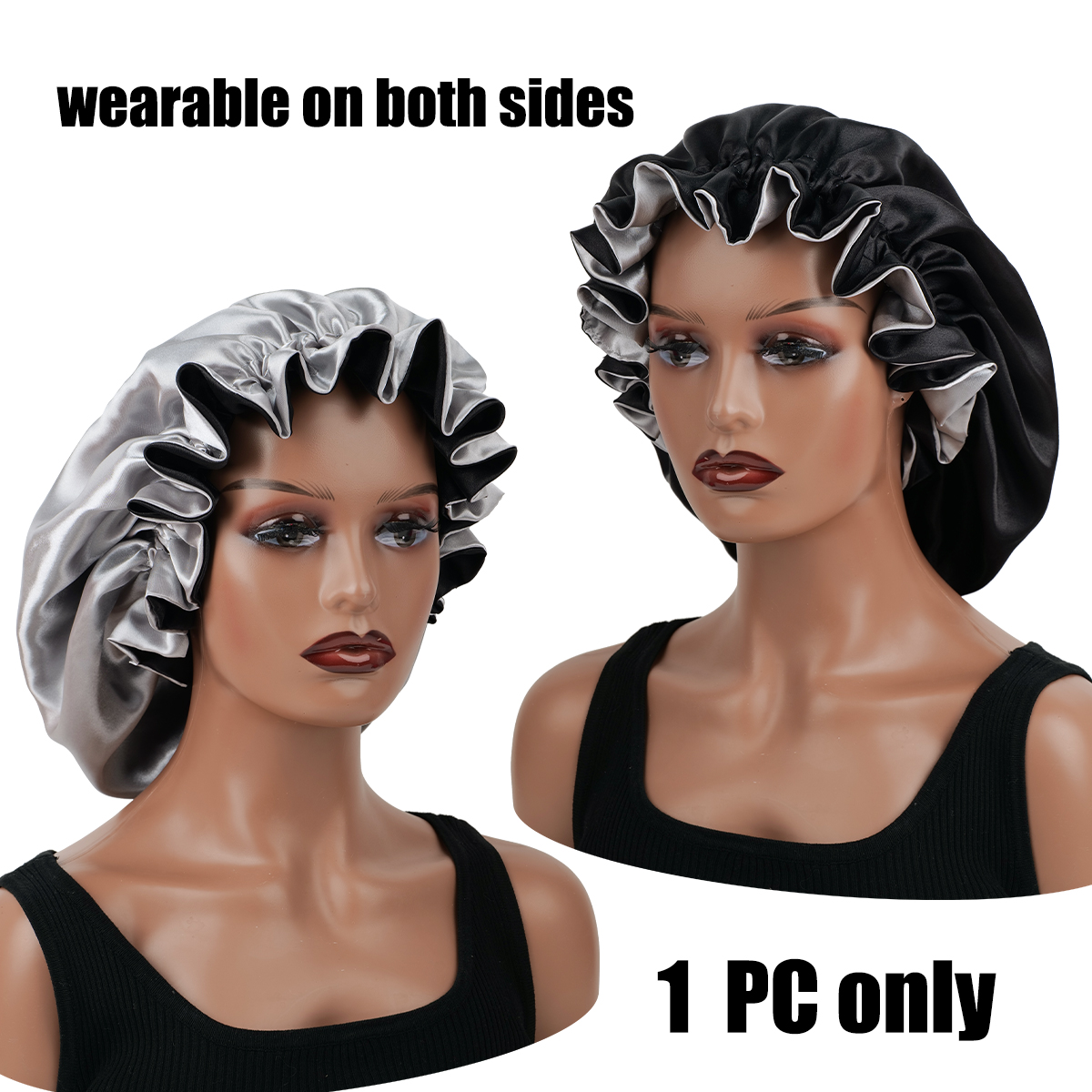 Gorro de cabelo de renda reversível de camada dupla para mulheres e homens | Boné noturno respirável para dormir, proteção para cabelos cacheados