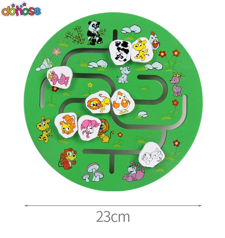 Educatief Vroeg Leren Glijbaan Puzzel Kids Houten Speelgoed voor Kinderen Labyrinth Puzzel Dier-Body-Match Doolhof Brain Teaser