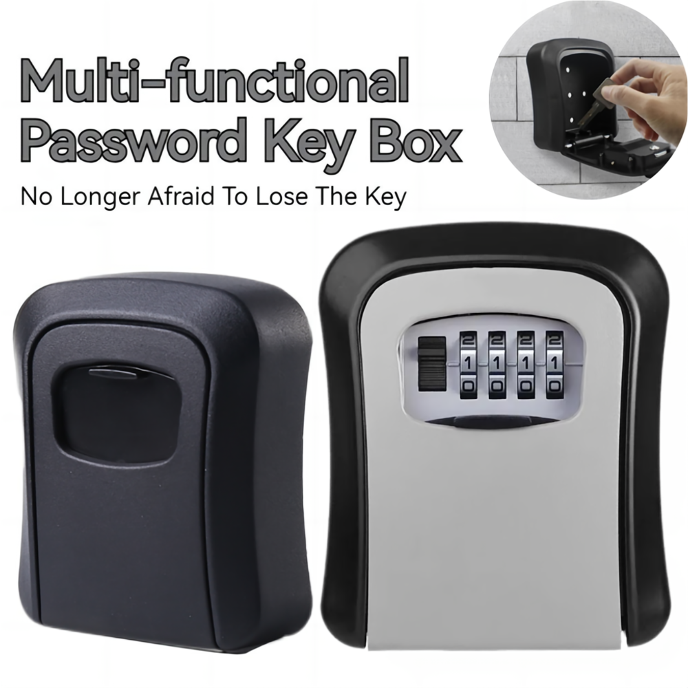 Wall Mount Key Lock Box, 4 Digit Senha Código, Segurança Lock, Nenhuma chave para Home Office, Secret Storage Box Organizer