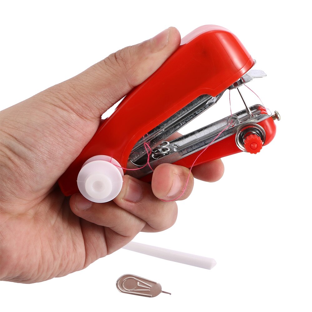 1 PC Useful Portable Needlework Cordless Red Mini Hand-Held Clothes Sewing Machine Handwork Tools maquina de coser