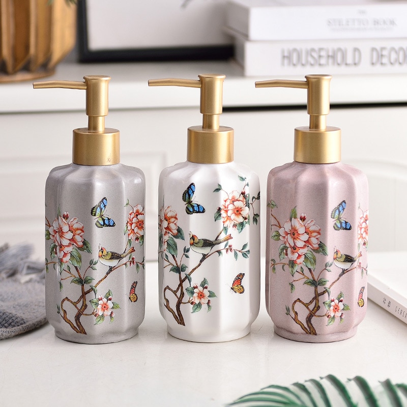 Newyearnew 1 stuk keramische handwasfles vloeibare emulsie zeepdispenser retro badkamerdecoratie accessoires