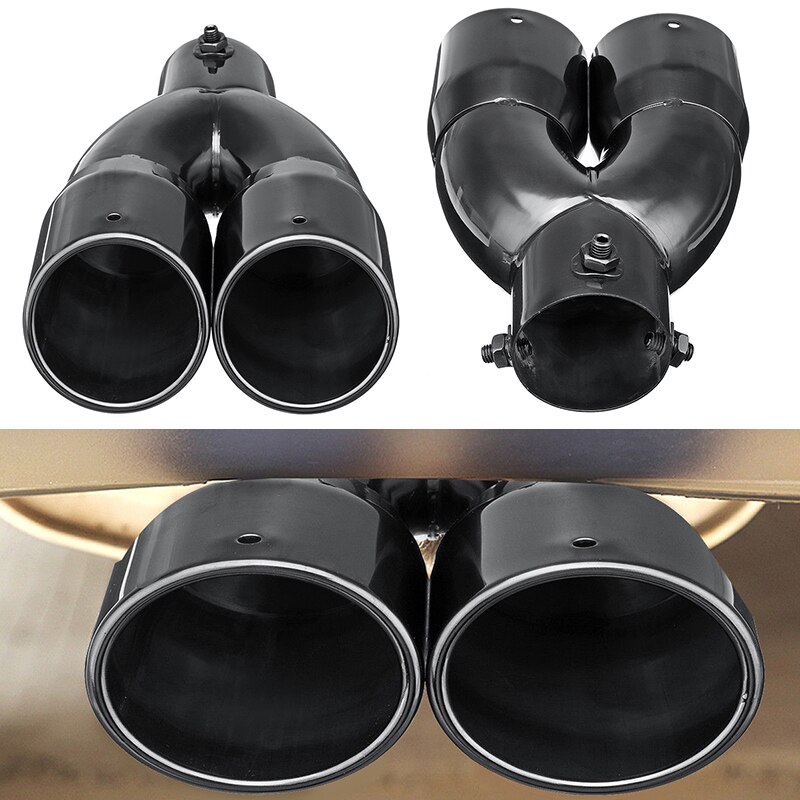 Universal Car Inlet Double-Barrel Rear Exhaust Tip Tail Pipe Muffler Outlet Stainless Steel Car Accessories