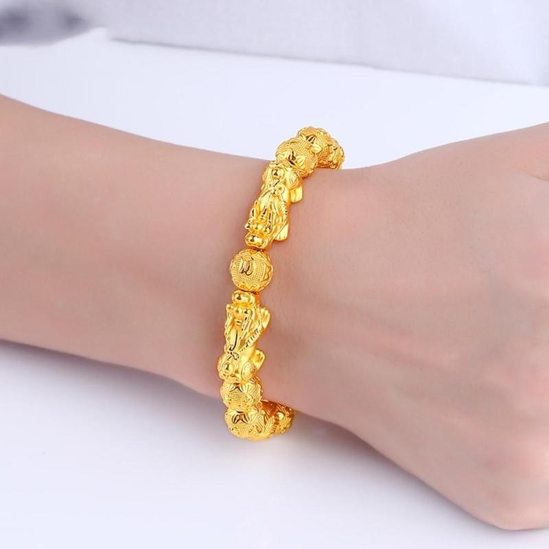 Gold Pixiu Beaded Necklace Lucky Brave Troops Braided Woman Mythical Wealth Accessories Animal For Men Energy Jewelry Bangl U7R4