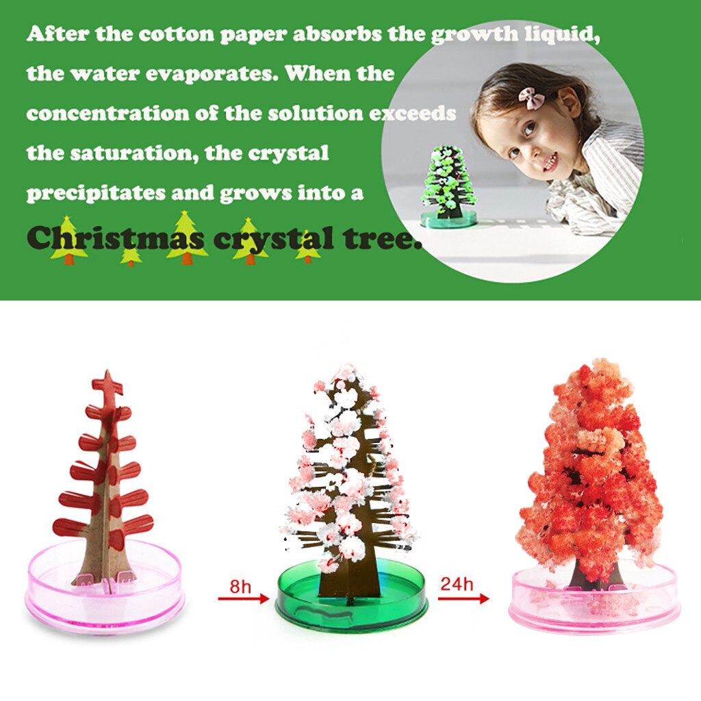 Jul papir papir magisk voksende træ legetøj drenge piger nyhed xmas 10ml papir træ blomst mini juletræ