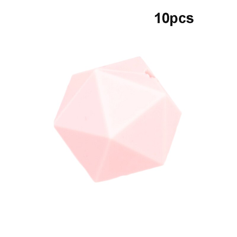 LOFCA 10 stücke Ikosaeder Beißringe Perlen Silikon BPA-Freies Lebensmittel Klasse Silikon Zahnen Perlen Für Baby Zahnen Spielzeug , der: Rose Quarz