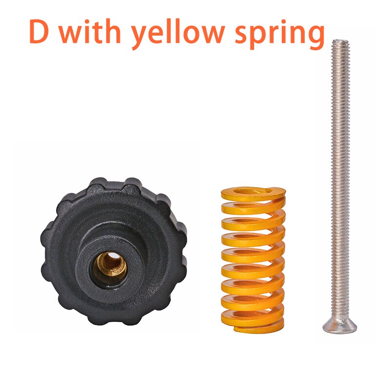 4PCS M3/M4 Heat Bed Leveling Spring Knob Parts 3D Printers Print Platform Screw Nuts Calibration Accessories: D with yellow spring