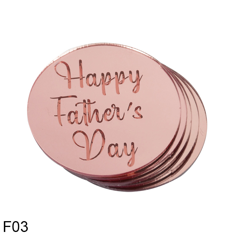 5/10pcs Rose Gold Silver Happy Mother‘s Day Happy Father’s Day Acrylic Circle Cupcake Topper Party Dessert Cake DIY Decorations: 5Pieces / F03-Rose Gold