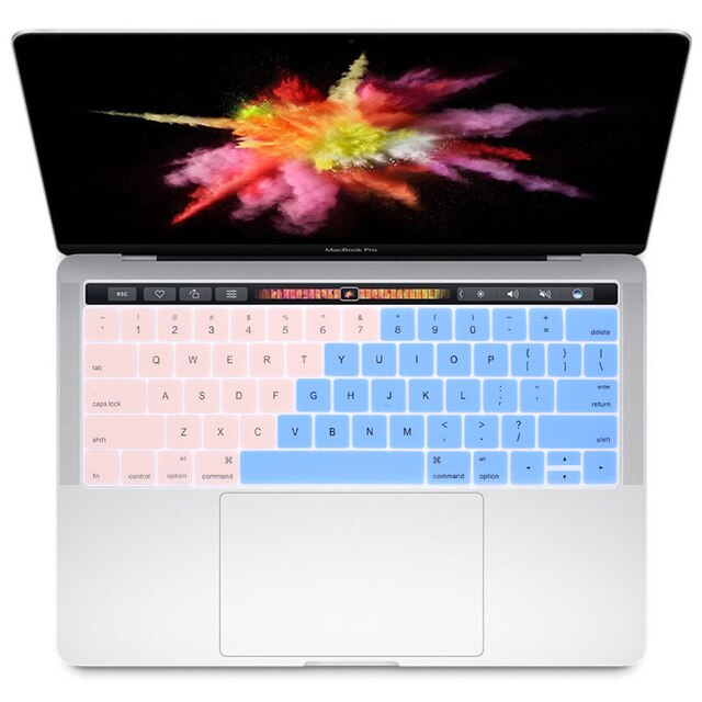 Silicone Keyboard cover Protector for MacBook Pro with Touch Bar Version / Model A1706 A1707 A1989 A1990 13 15: Blue pink