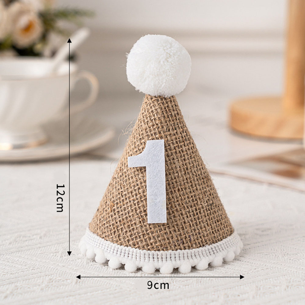 1 2 3 Burlap Hat Baby First Birthday Party Linen Felt Hat 1st 2th 3th Years Kids Baby Shower Hat Birthday Headband Decoration: Deep Sapphire