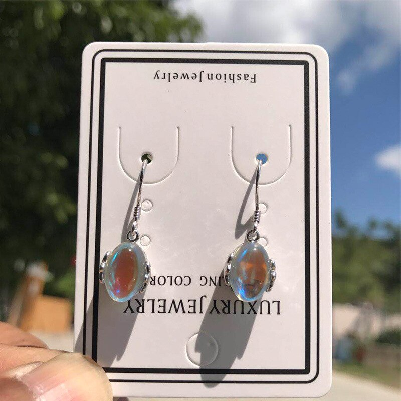 Neue Süße Mondstein Opal Stud Ohrringe Für Frauen Ziemlich Kleine Ohr Schmuck 925 sterling silber Weibliche Ohrringe