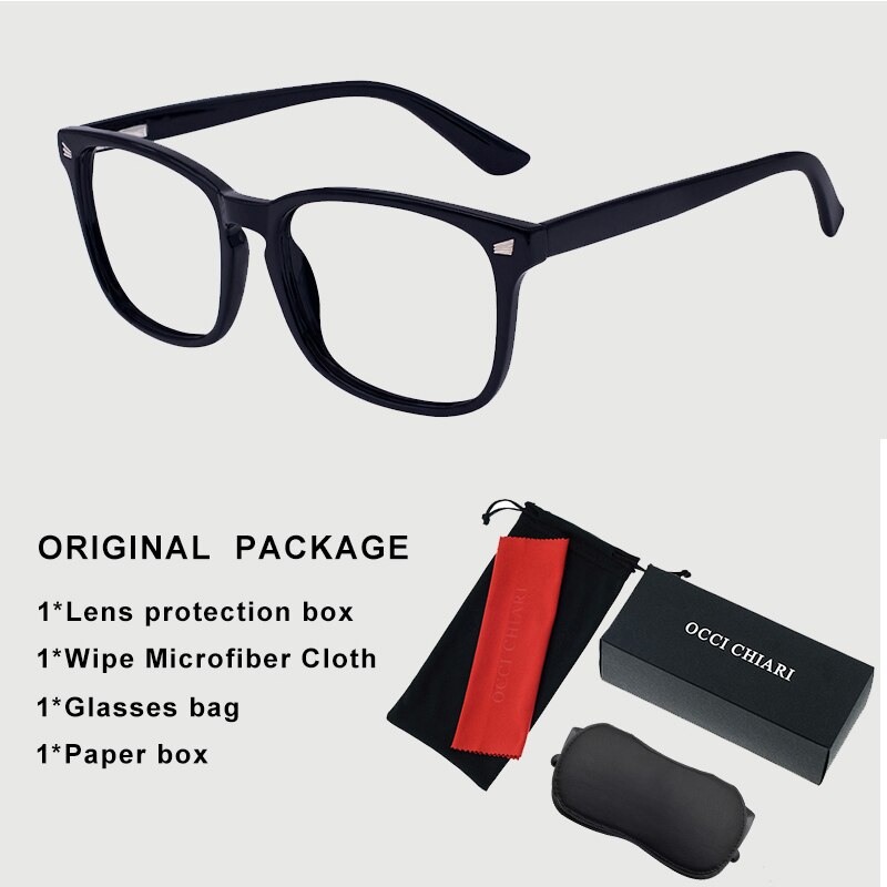 Blue Light Blocking Glasses Frame Women Oversized Eyewear Transparent Computer Glasses Eyeglasses Frames очки OCCI CHIARI OC5121: C1 Black bag
