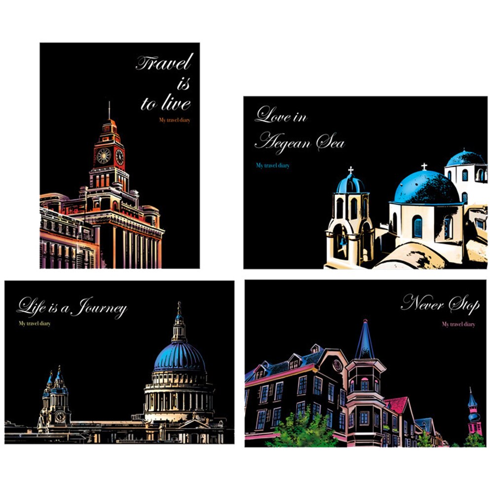 1Set 4pcs Scraping Painting Diy Scratch Art Paper Painting Paper Scraping Suit Children Hand Painted Tabletop Ornament Souvenir: D